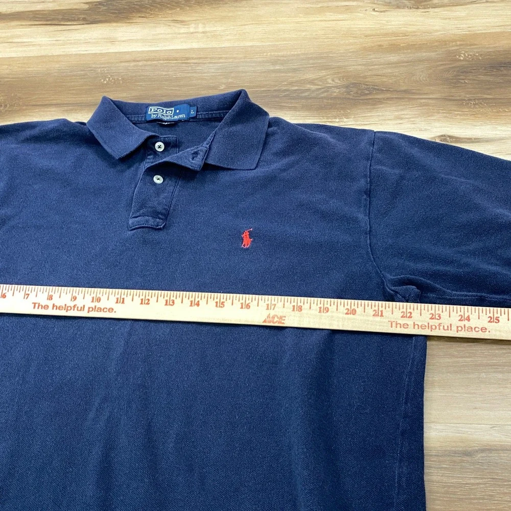 Polo Ralph Lauren Polo Men L Classic Cotton Pique Navy Blue Vintage Heritage Ivy